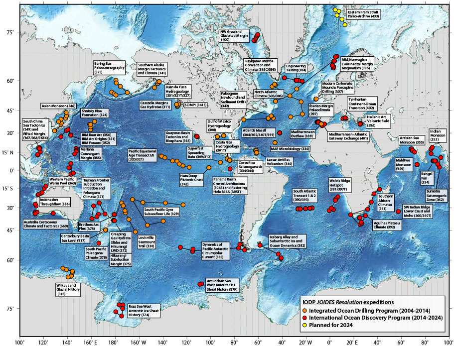 IODP expeditions map