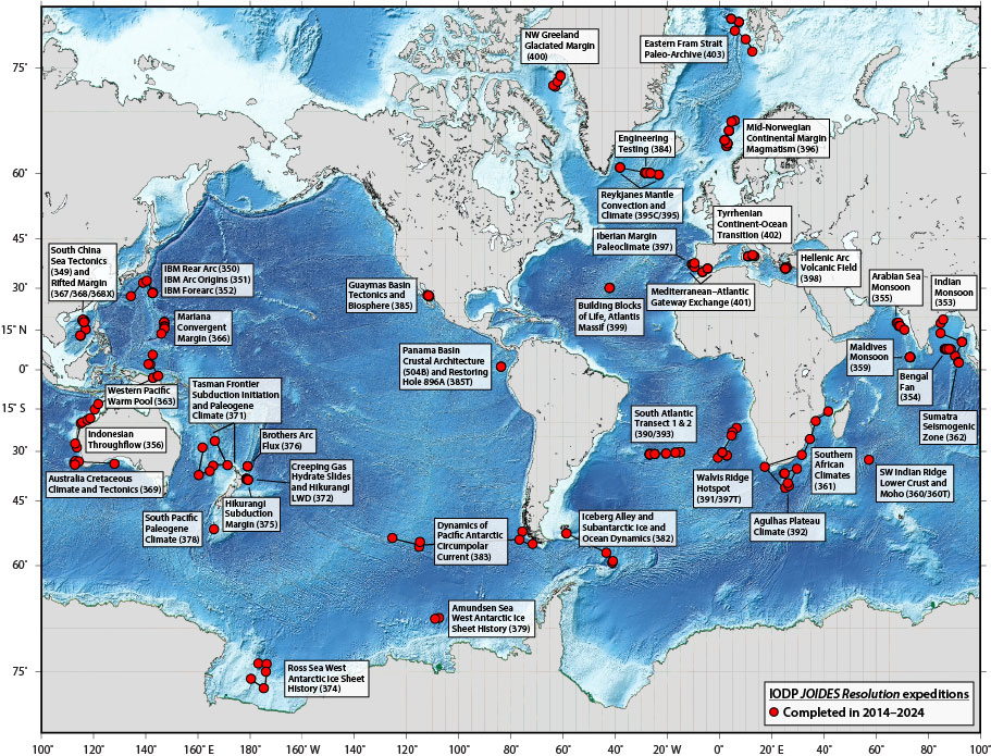 IODP expeditions map